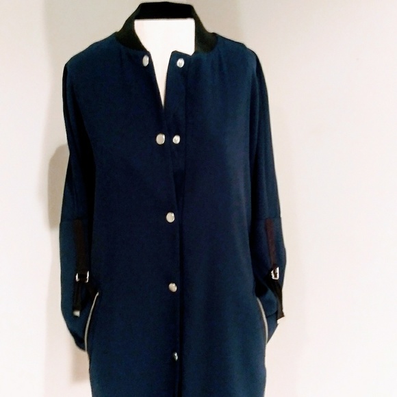 New York and Co. Long black and blue jacket - Picture 2 of 5